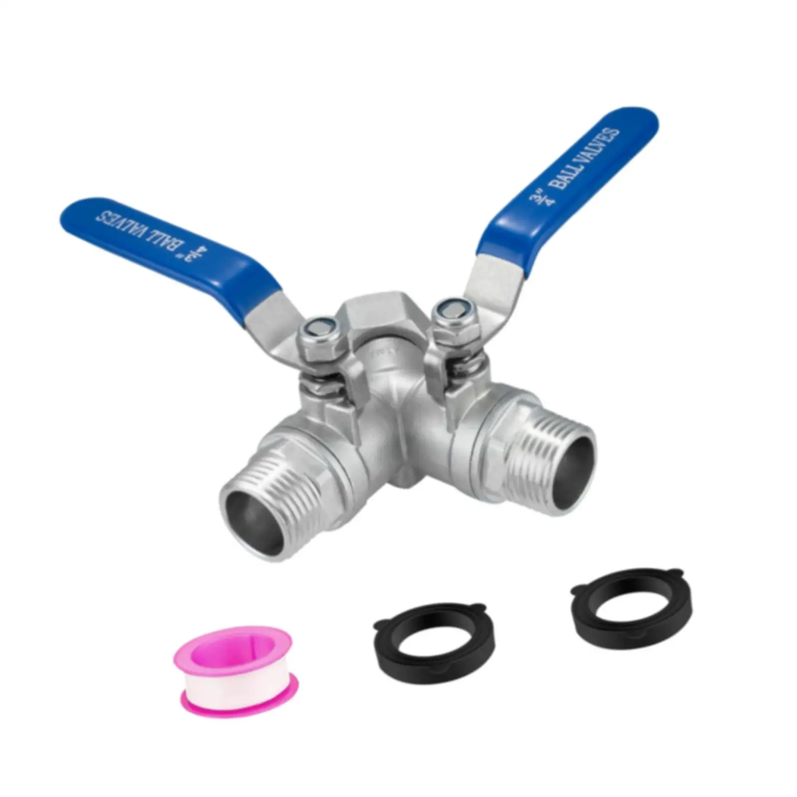 Garden Hose Splitter 2 Way Full Flow Y Valve Stainless Steel Connector for Watering Garden Hose Coupling