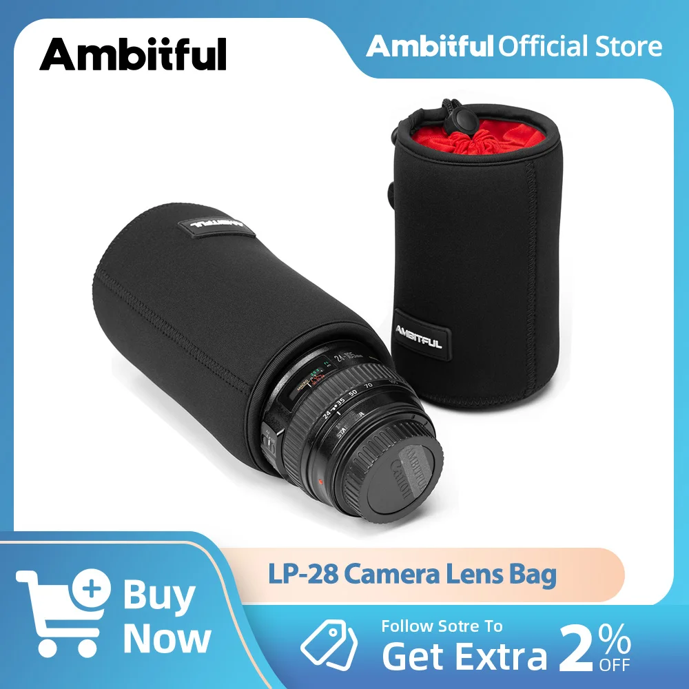 

AMBITFUL NEW Camera Lens Bag LP-28 Drawstring Bag with S M L XL Size for Canon Sony Nikon DSLR Camera Lens Barrel Case with Hook