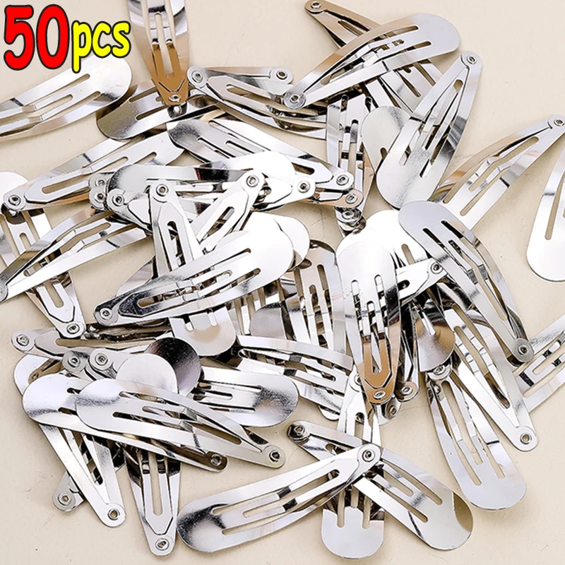 

50pcs Silver Metal BB Hair Clips Girls Y2K Punk Drop Shaped Hairpins Hairclips Barrettes Cute Headdress DIY Hair Jewelry Making