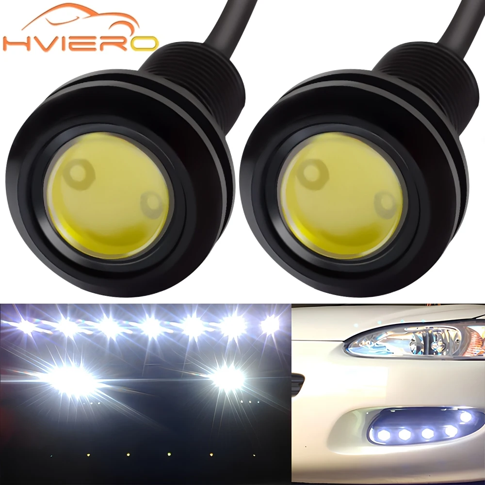 2Pc Auto Car Led Daytime Running Light DRL 18mm Day Eagle Eye Lamp Backup Reversing Parking Signal Waterproof Headlight Fog Bulb