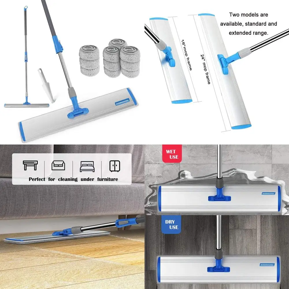 

Набор из 24 регулируемых швабр для тяжелых условий эксплуатации с 4 сменными салфетками из микрофибры для пола