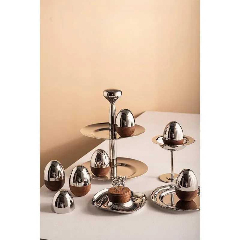Nordic Style Stainless Steel Fruit Fork Cute Mickey Mouse Design Egg Shaped Dessert Pick Home Kitchen Tableware Decoration
