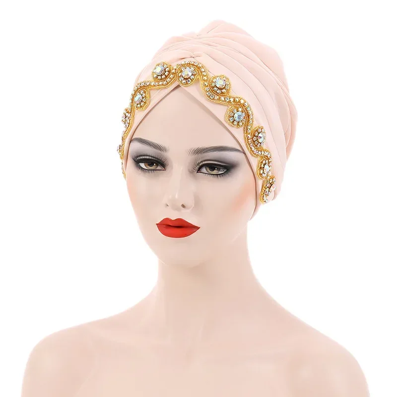 Африканский тюрбан с блестками и стразами, готовый к ношению, Нигерия, авто Геле, головной убор, вечерние женские повязки на голову, капот, тюрбан