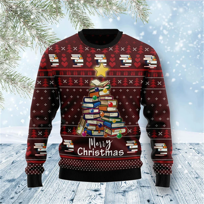 Christmas Tree Graphic Ugly Christmas Sweaters Men Women Funny Xmas Gift Couple Party Tops Fashion Long Sleeve Unisex Clothing