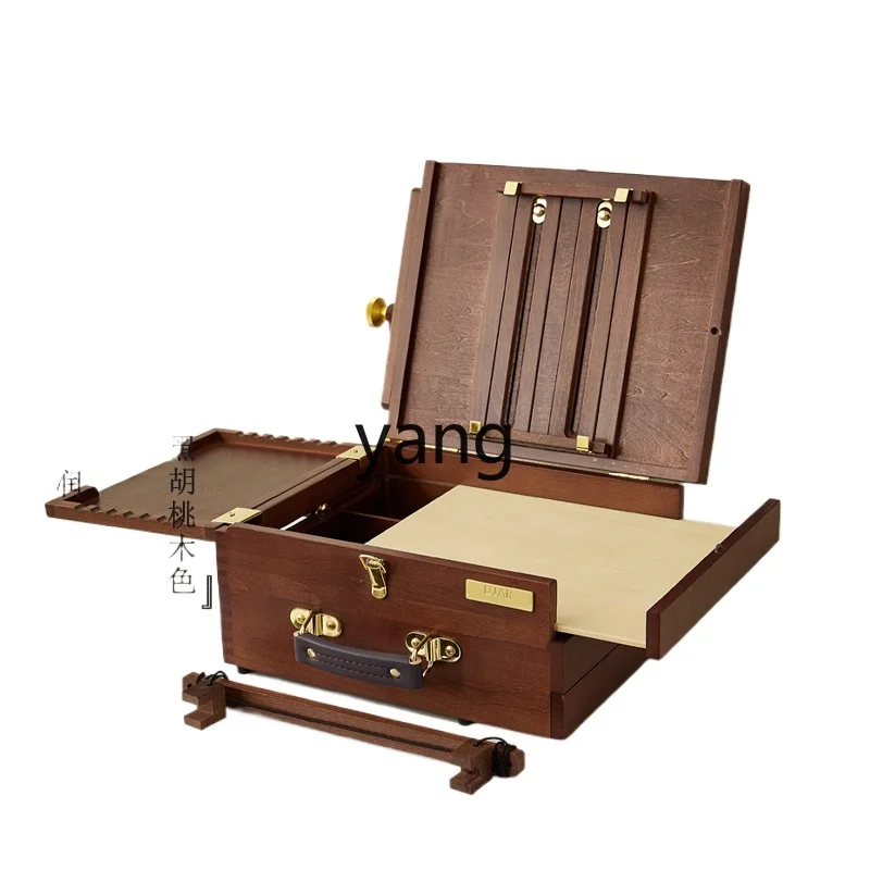 Yjq Vintage Watercolor Box Easel Outdoor Portable Sketch Household Desk Classical Indoor Storage Multifunctional