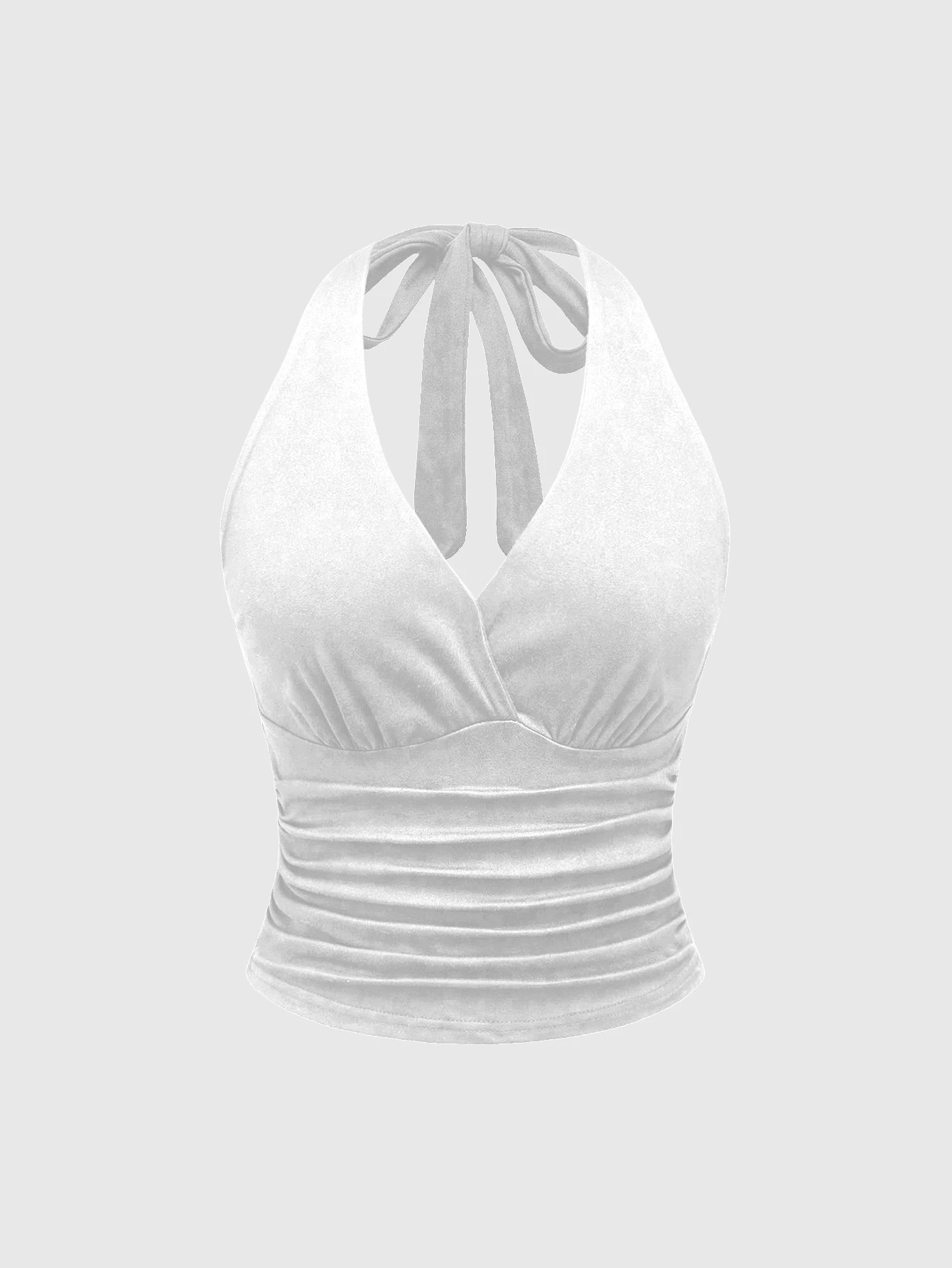 

Женская блузка без рукавов с V-образным вырезом, завязками сзади и драпировкой, укороченный топ на бретелях для полных женщин