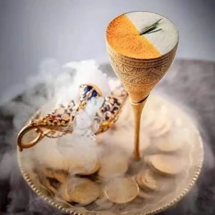 Classical Brass Plated High Foot Cocktail Glasses Set for Bar Rotating Distillation Molecular Cocktail Cup Metal Handmade Dri...