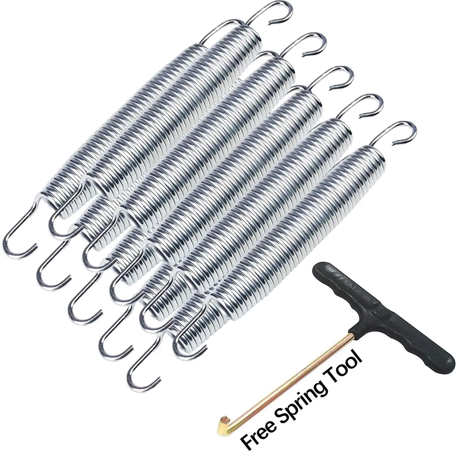 10 Pcs 7 Inch Trampoline Springs with 2 T-Hooks Stainless Steel Springs Replacement Parts for Skywalker JumpKing Upperbounce