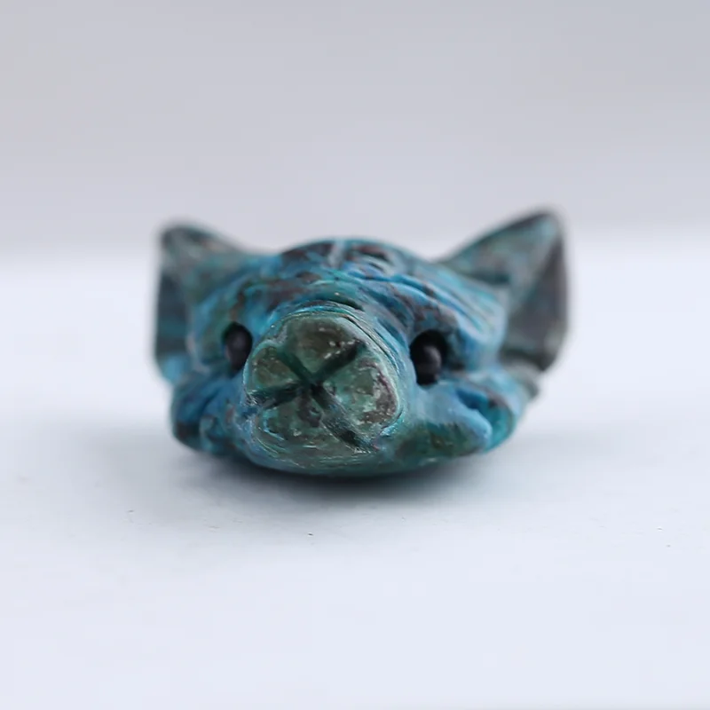 

Natural Chrysocolla Wolf head Pendant Beads for Jewelry Making, Handmade Natural stones beads