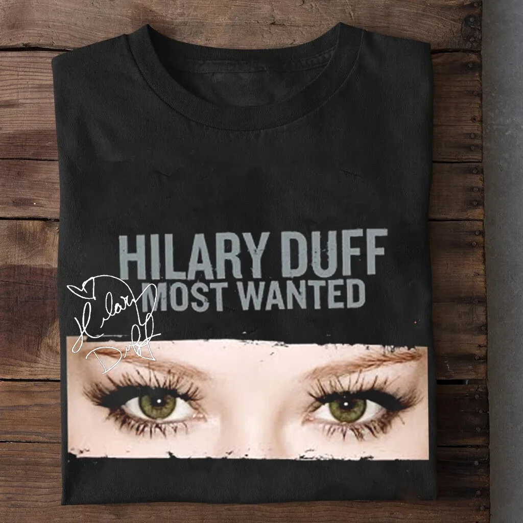 NUEVA Hilary Duff – Camisa de regalo negra de todas las tallas con firma más buscada