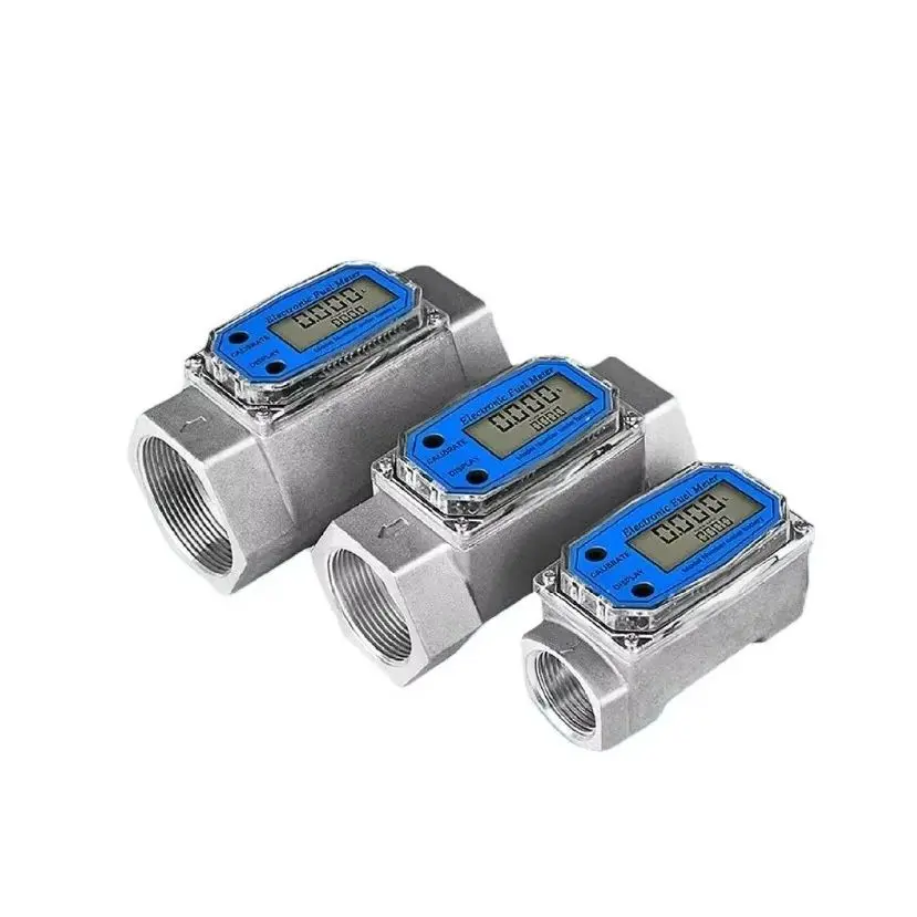Digital Fuel Flow Meter Aluminum Turbine Flow Meter LCD Display Liquid Flow Counter For Diesel Gas Water