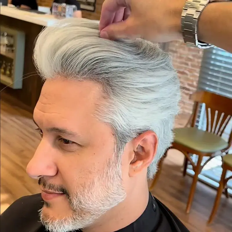 عالية الجودة 0.04-0.05 مللي متر رقيقة الجلد كامل بولي رمادي رمادي الاصطناعية الأوروبي شعر الإنسان الشعر المستعار 1B80 1B65 رمادي شعر الإنسان الرجل العجوز الباروكات