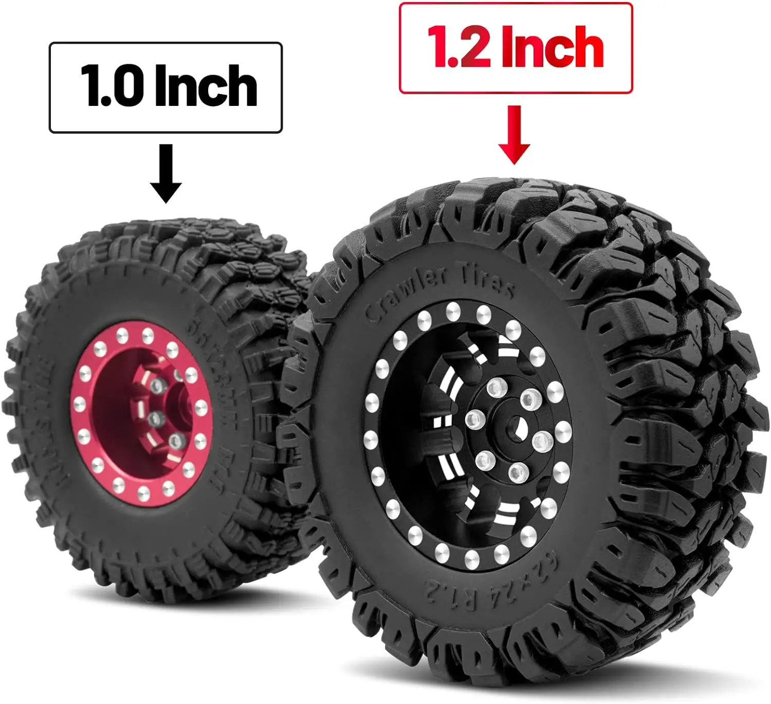 4pcs 1.2inchs Beadlock Wheels 7mm Negative Offset Wheel Rims for TRX4M SCX24 FCX24 AX24 1/24 1/18 RC Crawler Car-62 * 24mm