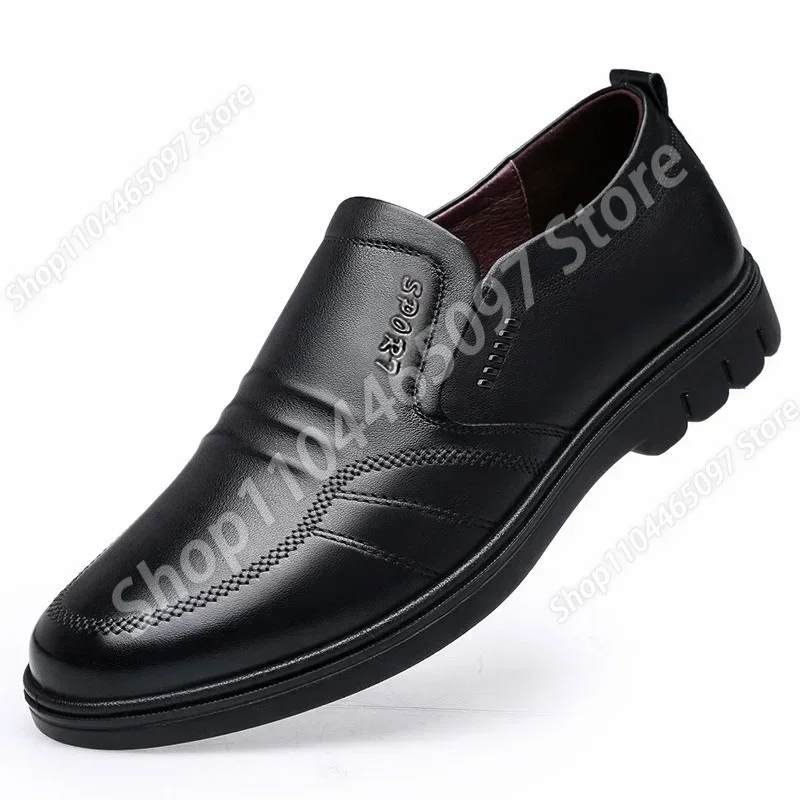 Man Sport Shoe Loafers Men Non-slip Leather Slip-on Black Driving Shoes Sneakers Male Dress Shoes Light Breathable Footwear Flat