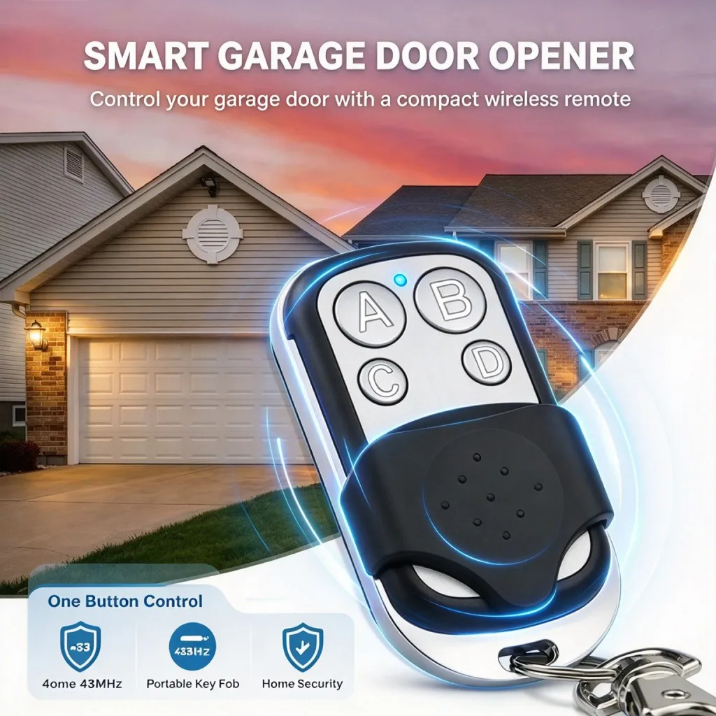 Universal 4 Button 433MHZ Clone Remote Control Keychain Rolling Fixed Code Duplicator for Garage Gate Door Opener