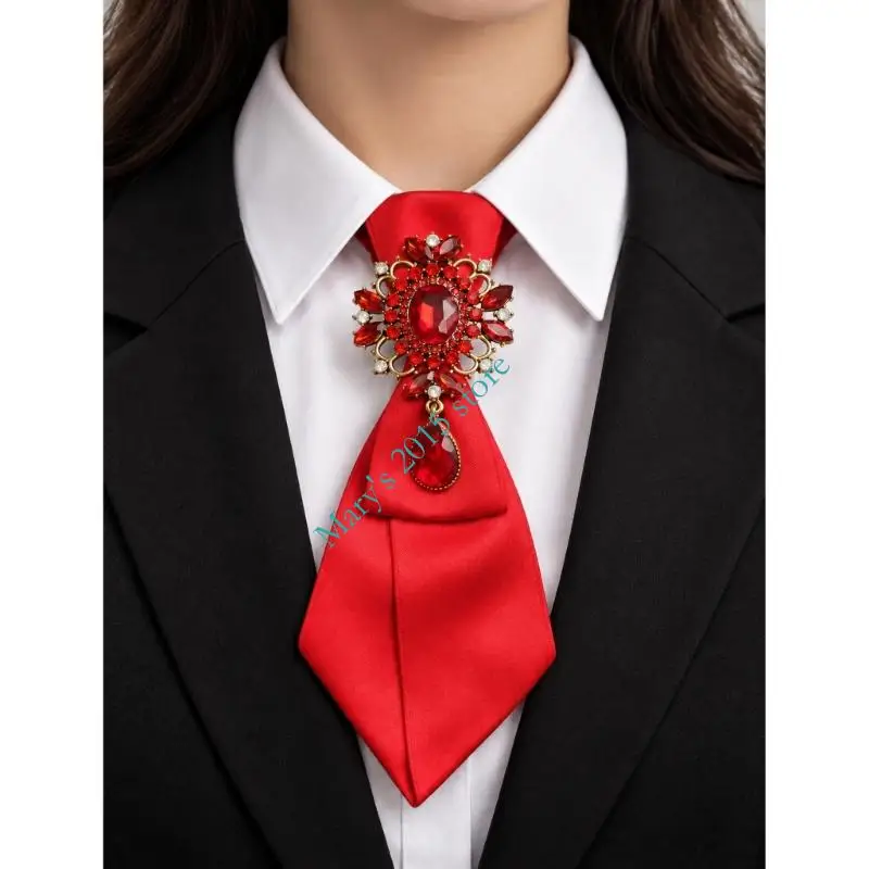 Jeweled Formed Necktie with Adjustable Neck Strap and Side-Release Clasp for Parties and Stage Show Styling Looks