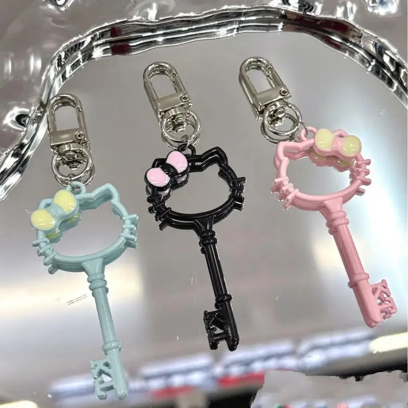 Kawaii Hello Kitty Keychain Sanrio Hollow Kt Pendant Anime Student Backpack Key Pendant Cute Cartoon Girl Bag Keychain Gift