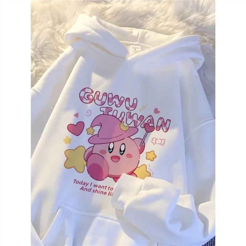 Sudadera con capucha con estampado de Anime Kirby para niños, Sudadera con capucha Kawaii, dibujos animados, Top suelto de moda informal, ropa para niños, regalo para niñas