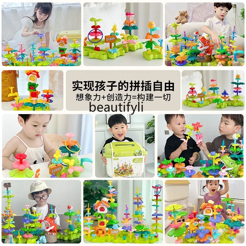 New building block assembly educational toys girls and boys small garden DIY flower arrangement birthday plastic puzzle