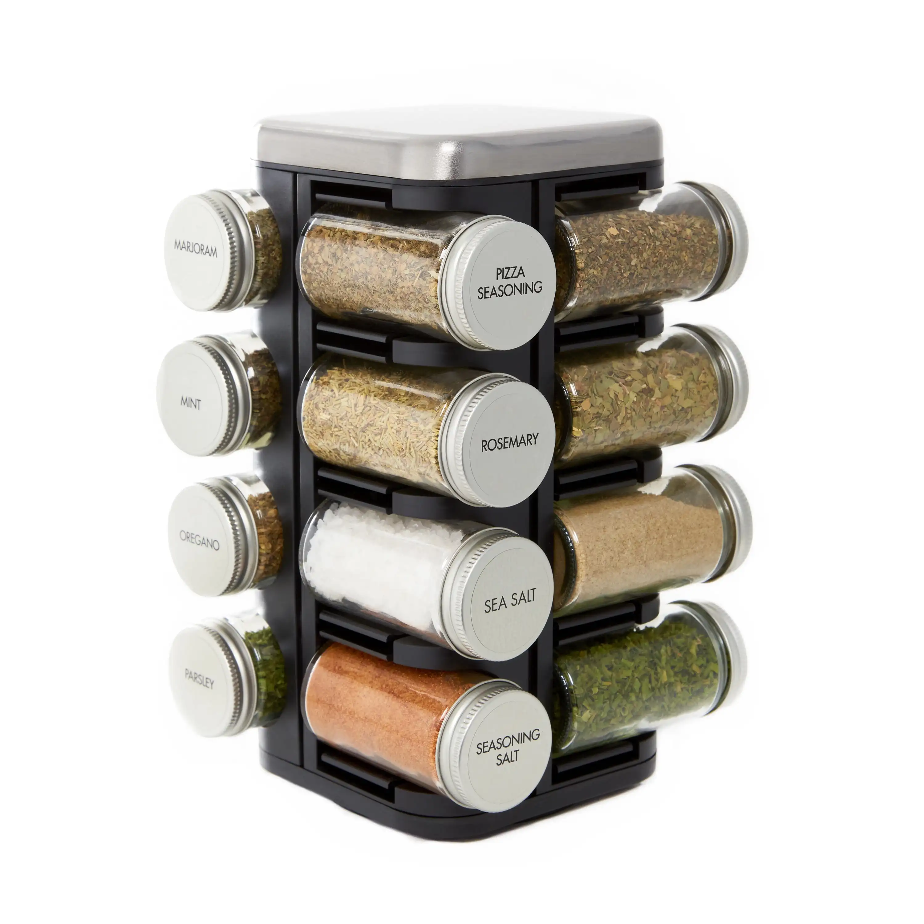 

16 Jar Plaza Spice Rack with Ridge Metal Cap