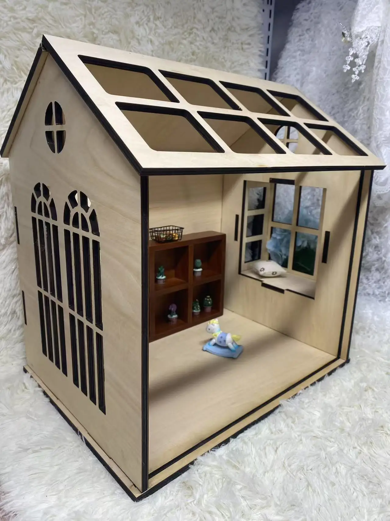 1/6 بيت الدمية الخشبي إكسسوارات بيت الدمى ملحقات بيت الدمى المصغر لتقوم بها بنفسك منزل مصغر