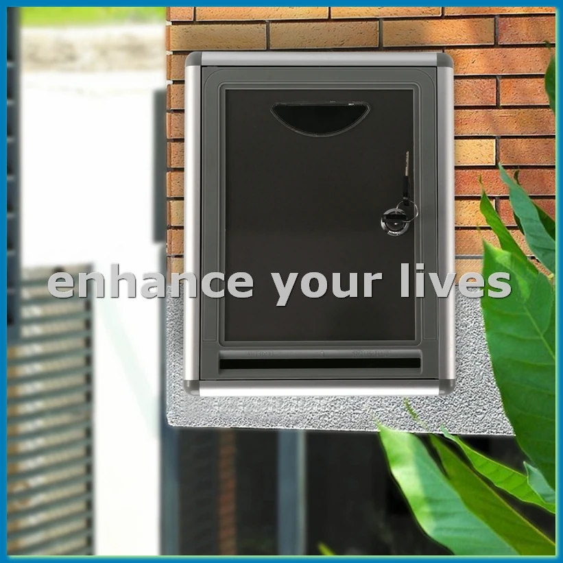 Vintage Lockable Secure Mail Letter Post Box Mailbox Post Box for Home Garden Ornament Decor-AT48