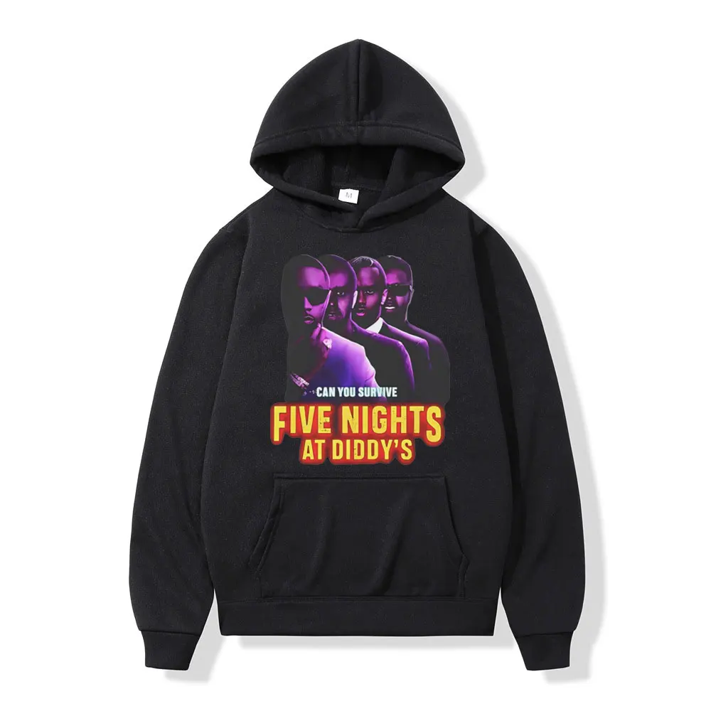 Five Nights At Diddy's Funny Meme Hoodie Vintage Y2k Streetwear Hooded Sweatshirts Men Women Casual Fashion Oversized Pullovers