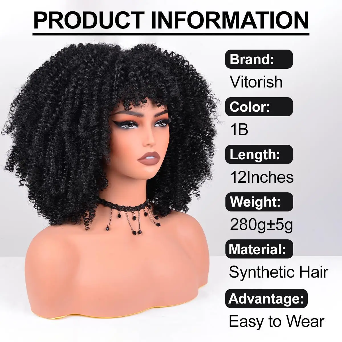 Synthetic Wigs: European and American Women's Short Curly Hair, Black Twisted Short Hair, Lace African Curl Synthetic Wig Cap