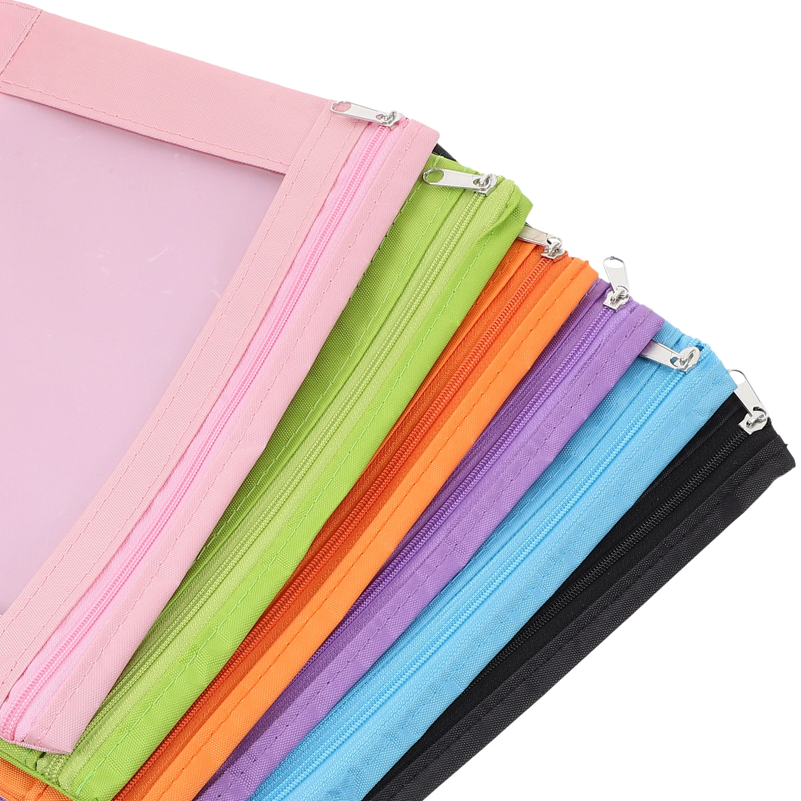 

6pcs Pencil Pouch Oxford Cloth Pvc Waterproof File Storage Bag For Invoices Receipts Coins Coupons Zipper Binder Pouch Bulk