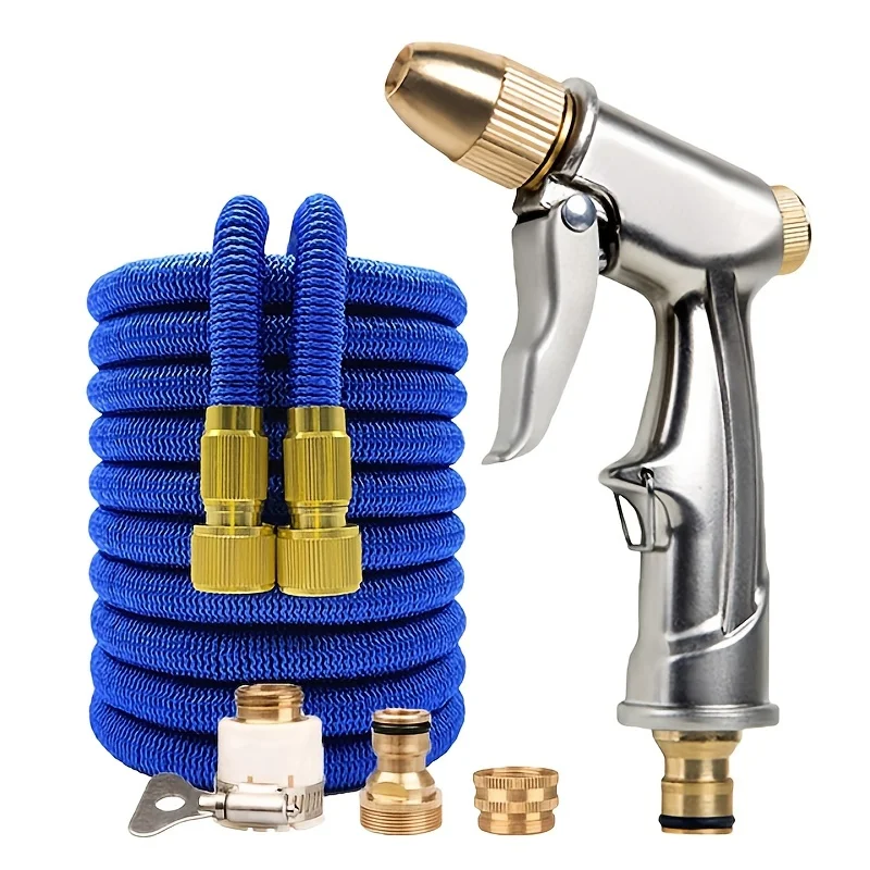 High Pressure Metal Car Wash Gun Garden Watering Gun Hose Nozzle Expandable Magic Telescopic Hose With Spray Water Gun Set