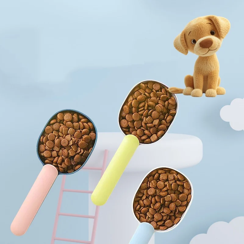 Multifunctional Pet Food Spoon Shovel with Sealed Bag Clip - Creative Measuring Cup Curved Design Easy to Clean for Dogs And Cat view 4