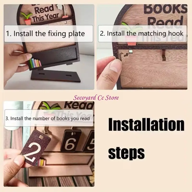 N3UC Simple Design Wooden Reading Progress Integrates Schools Home Office Use Reading Progress Counter Trackers
