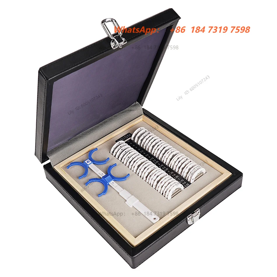 China Supplier Optometry Equipment Optical Trial Prism Lens Set with Adjustable PD 48-80MM Flipper Set Leather Carrying Case