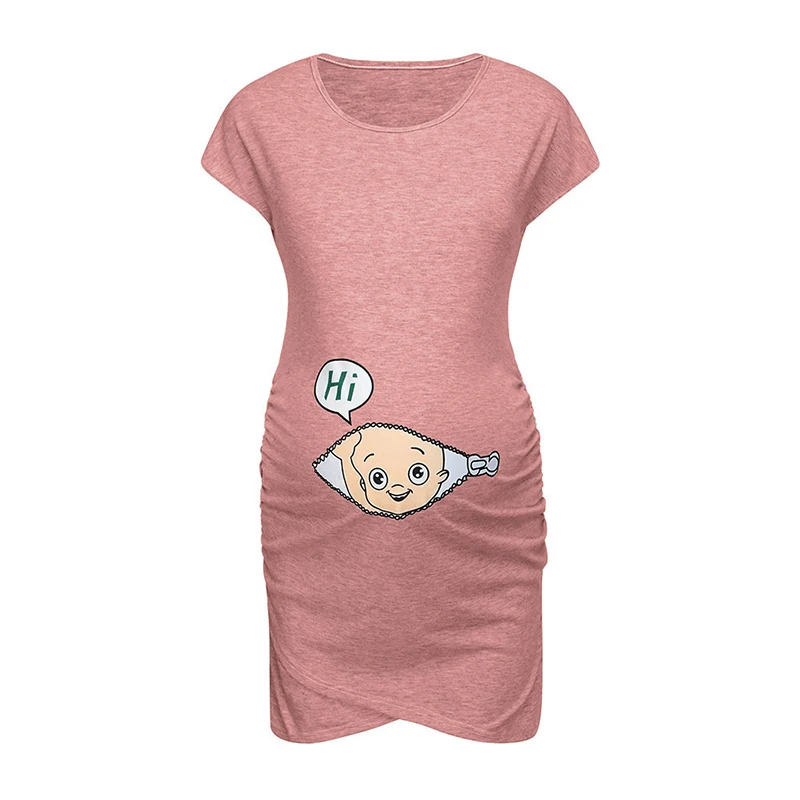 Süßes Umstandskleid, lockeres Freizeitkleid, Damen-Umstandskleidung, Übergröße, schwangere Frau, Umstandskleid – Detail 15