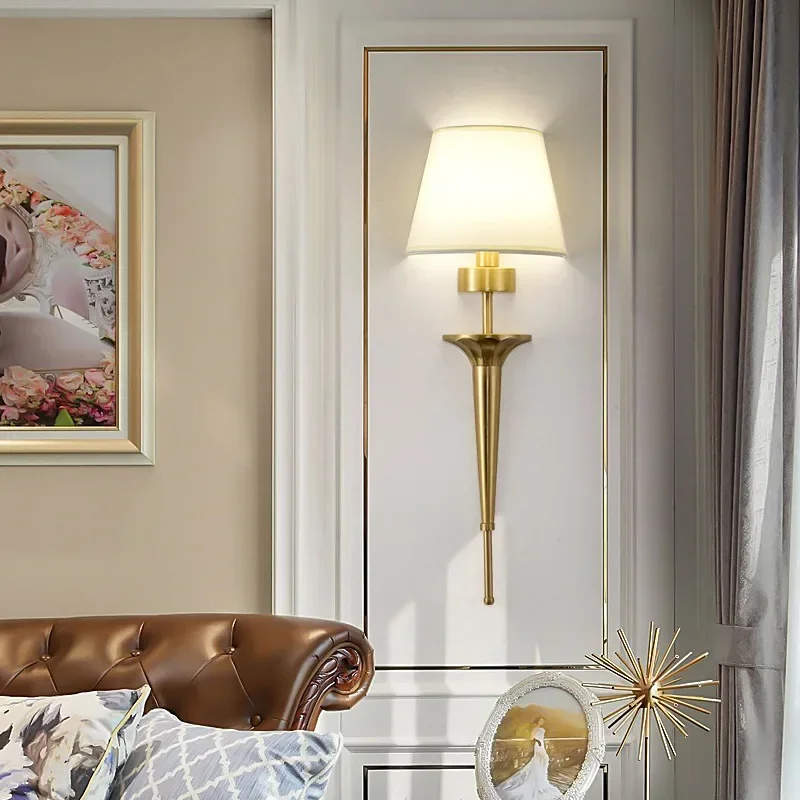 Picture 5: Copper lamp American wall lamp bedroom simple wall lamps classical lamp living room decor led lights home corridor bedside lamp