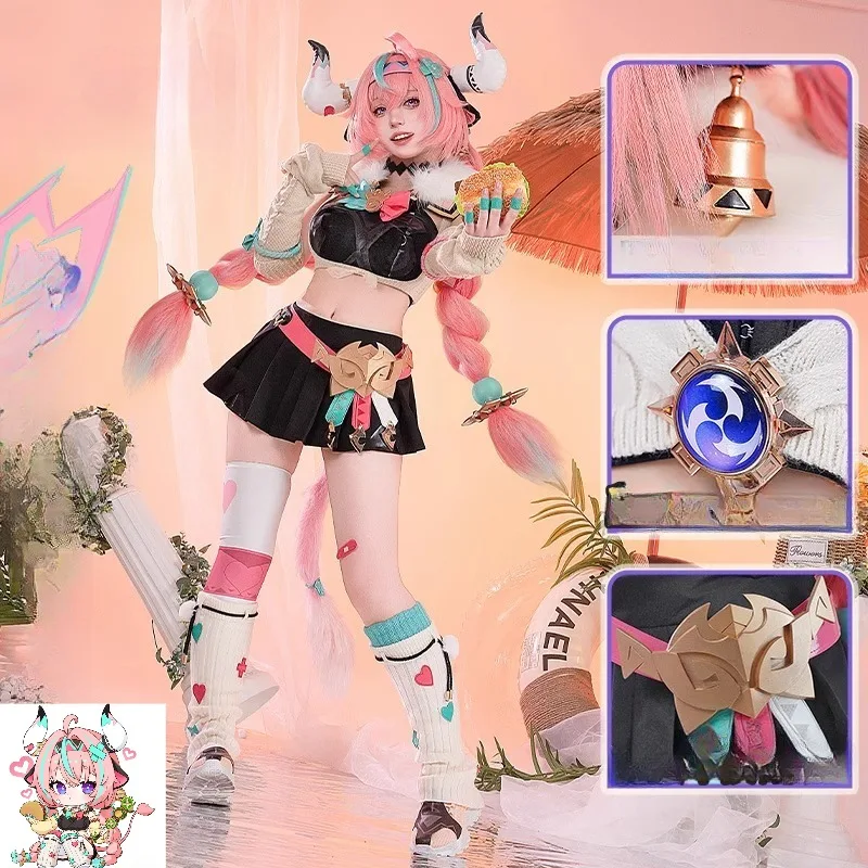 

Game Genshin Impact Cos Dress Fancy Uniform Outfit Performence Clothes Pink Wig Accessory with Gift 2025 Varesa Cosplay Costume