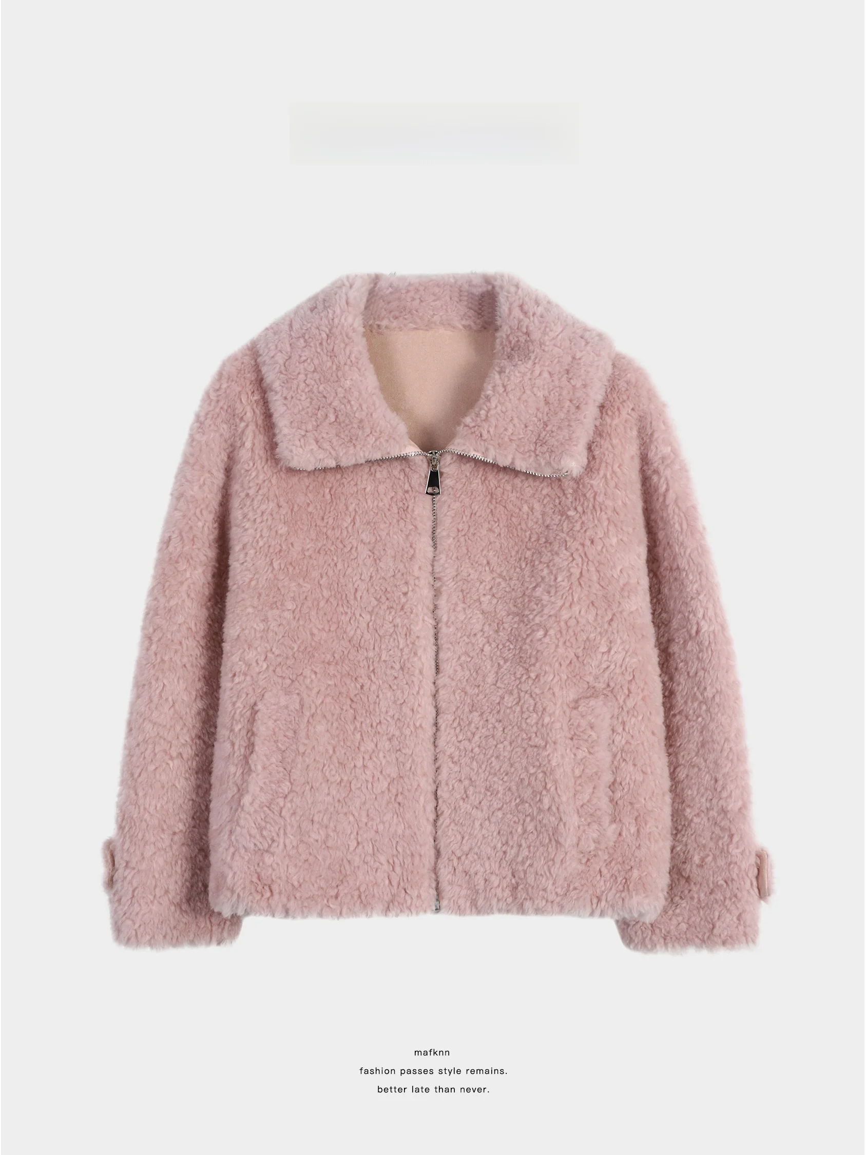 JoJo Personal Collection 00 % Wolle, große Größe, schlankmachende Damenjacke aus Lammfell, Lederjacke, Oberbekleidung, lässige, lockere Passform