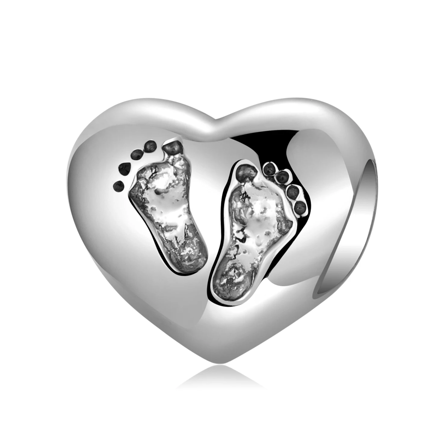 

925 Sterling Silver Family Baby Footprints White Zircon Love Charm Bead Fit Original Bracelet Diy Jewelry Accessories Beads