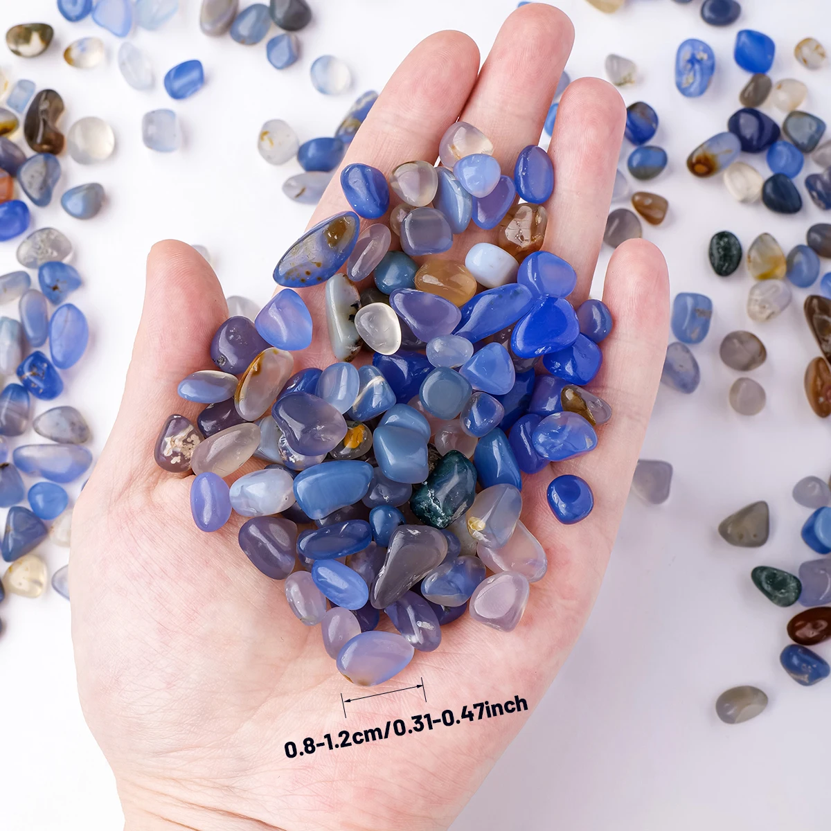 50g Natural Blue Agate Crystal Gravel | Reiki Healing Specimen | Gemstone Chips for Aquarium Decoration & Mineral Collect