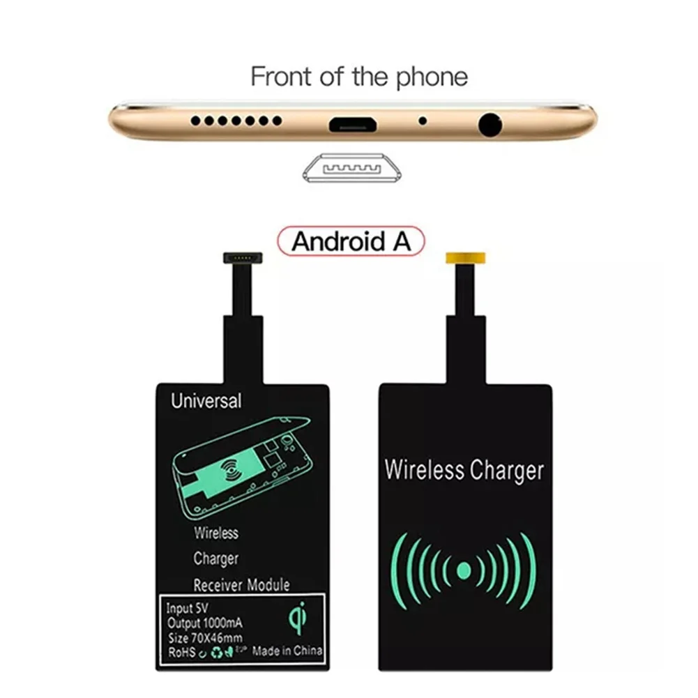 Lightweight Wireless Charging Receiver Universal Fast Wireless Charger Adapter(for Micro-USB A)