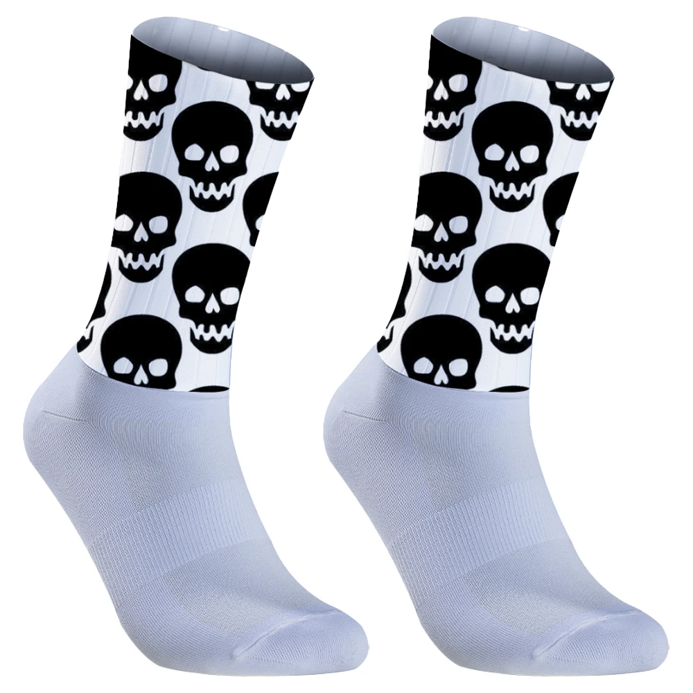 Calcetines deportivos con patrón de calavera para hombre y mujer, medias Unisex para ciclismo, deportes al aire libre, calzado para bicicleta de carretera