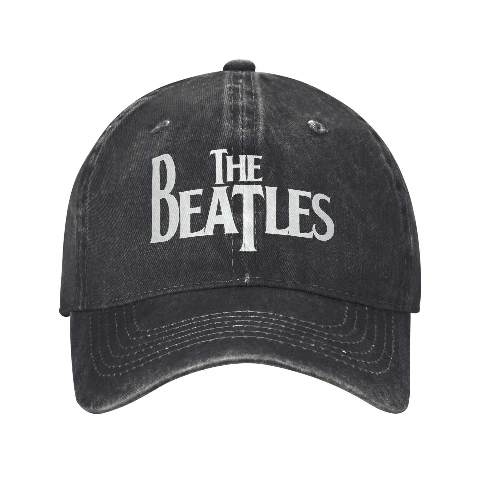 Boné Vintage B-Beatles Unissex em Denim Desgastado com Fecho Snapback Abbey Road para Atividades ao Ar Livre