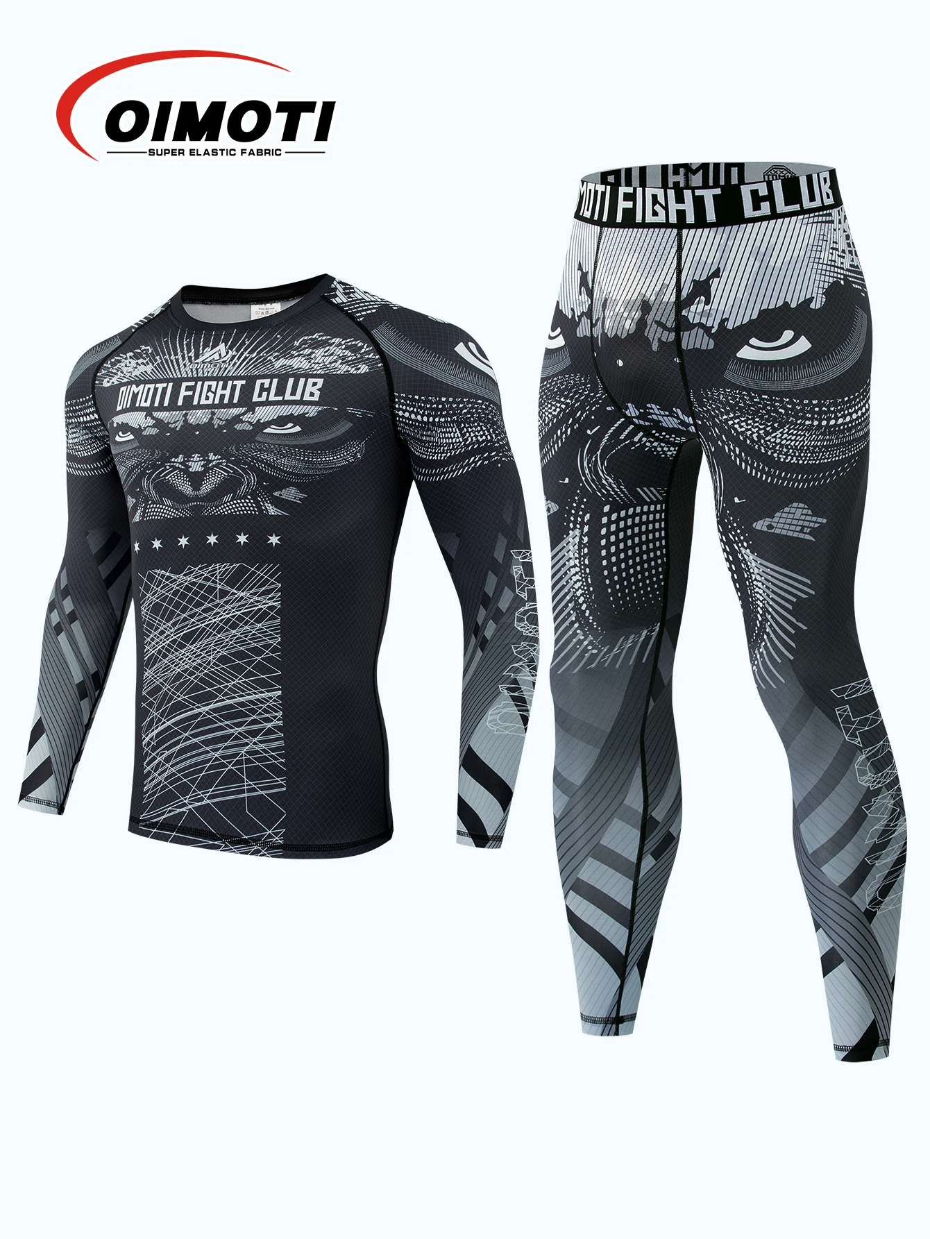 Men's High-Elasticity Fitness Sport Suit Quick-Dry Breathable Boxing Set T-Shirt + Pants Anti-Wear Compression Martial Arts Gear