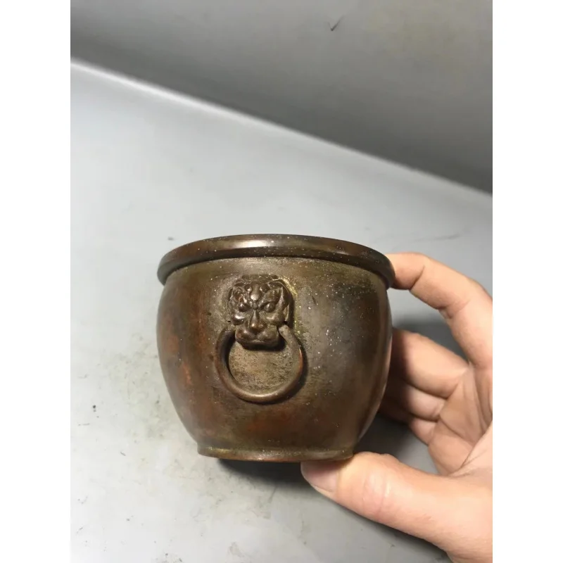 Ashtray ornament, antique-style lion head alloy ashtray, double lion head ashtray, craft home decoration