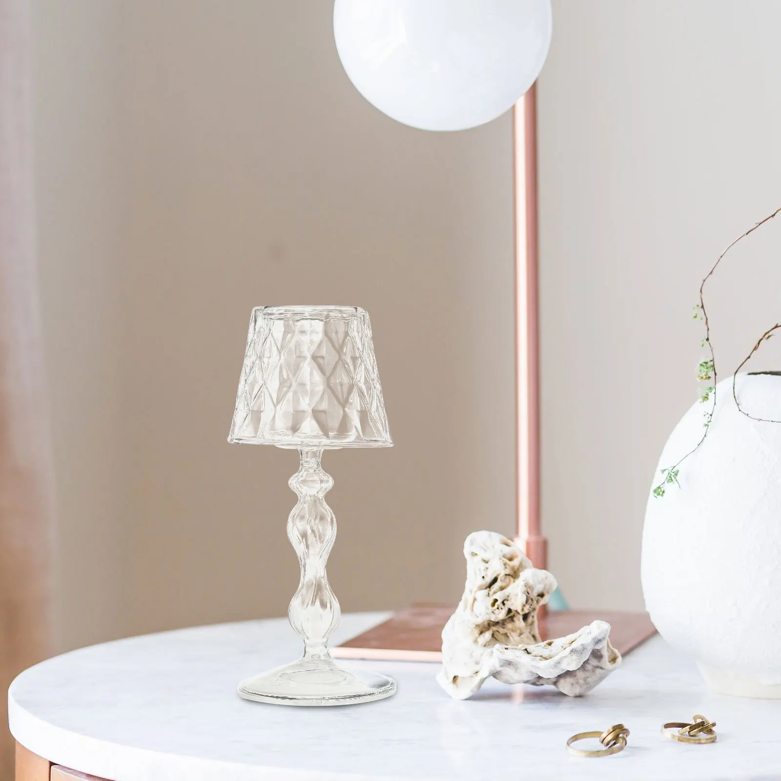 حامل زجاجي حامل إبداعي حامل شموع منزلي للديكور الداخلي يستخدم غرفة النوم وغرفة المعيشة والمكتب #3