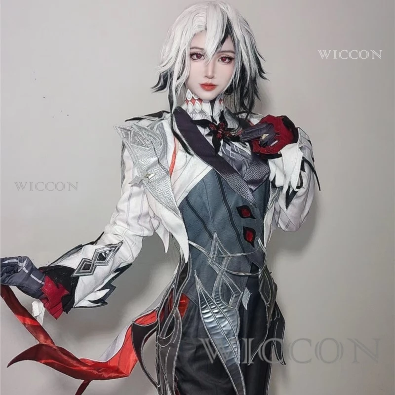 New Arlecchino Cosplay Costume Wigs Genshin Impact Fatui The Knave Arlecchino Uniform Eleven Fatui Harbingers Costume Outfit