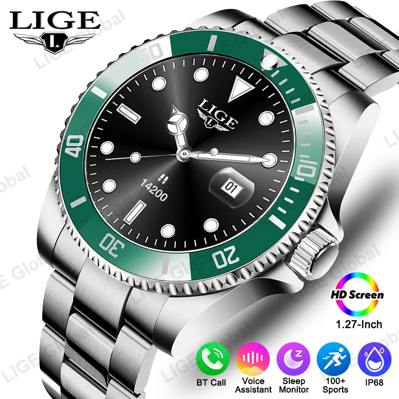 

LIGE New Voice Calling Smartwatch Voice Assistant Man Smart Watch 290mAh 100+ Sports Fitness Sleep Monitoring Men's Wristwatches