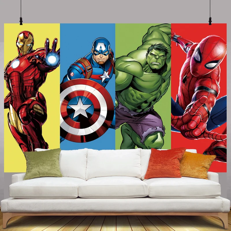 Superhero Backdrop Disney Avengers Spiderman Hulk Photo Background Boy Children Birthday Party Baby Shower Decoration Banner