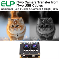 ELP 1080P 30fps WDR USB Camera 3D Stereo FHD Webcam Visible Light and IR Camera Transfer from Two USB Cables for Industrial