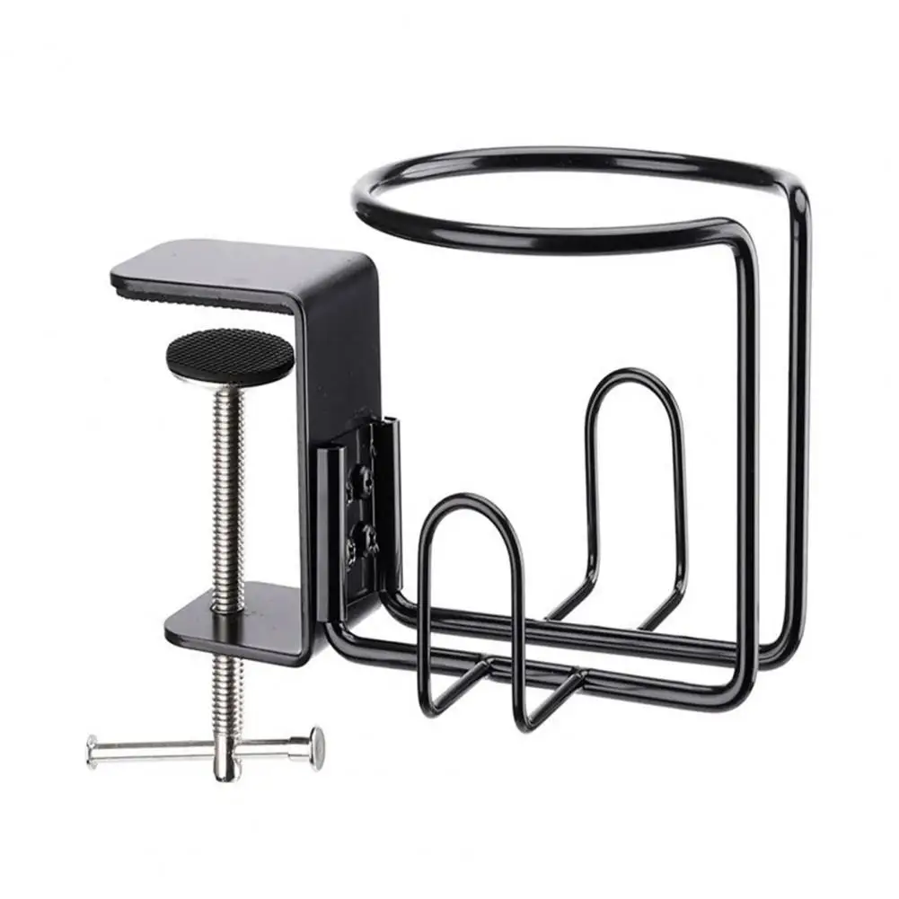 Table Mount Drink Holder Sturdy Stainless Steel Desk Cup Holder for Lawn Chair Anti-spill Clip-on Table for Enjoying for Cups